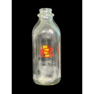 Vintage 9" City Dairy One Quart 1QT Clear Glass Milk Collectible Bottle Jar